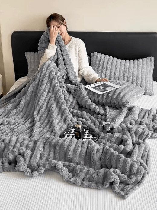 Striped Bed Blanket gray    American style Single Double King Queen size Home coral fleece throw for sofa couch, fuzzy Blankets for all season, Shaggy bed linen Gifts in Blue, White, Wine Red, Chocolate brown, grey, Camel beige