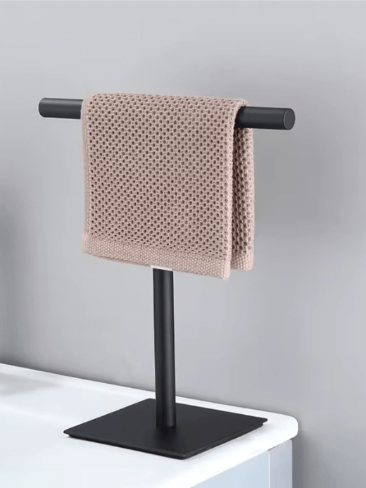 Free-Standing Towel Rack    Movable Hand Holder paper towels holders 304 Stainless steel bath stands Bathroom linen face cloth hangers Vanities countertop vanity linens display organizers racks in black color