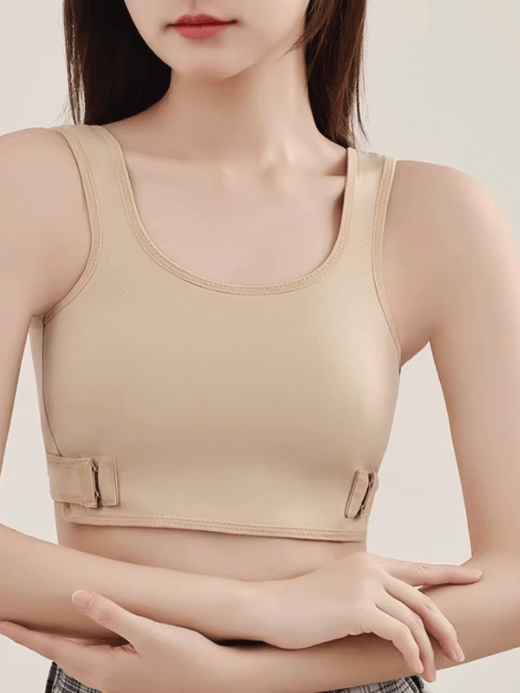 Chest Binder beige  Genderful Unisex anywear Men’s Women’s Transboy Breast Slimming Vest FTM Les Trans Cos Bust Flatten Shapewear Tops Rear Cross Elastic Band Hooks Binders for man woman Mens Womens intimates