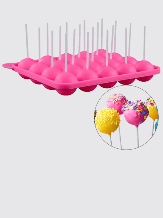 Lollipop Mold   20 /12 Holes Cake pops chocolate candy silicone pollipops makers accessories tools Cakes baking molds Moule A Gateaux Kitchen accessory in birthday party food favors supplies  pink