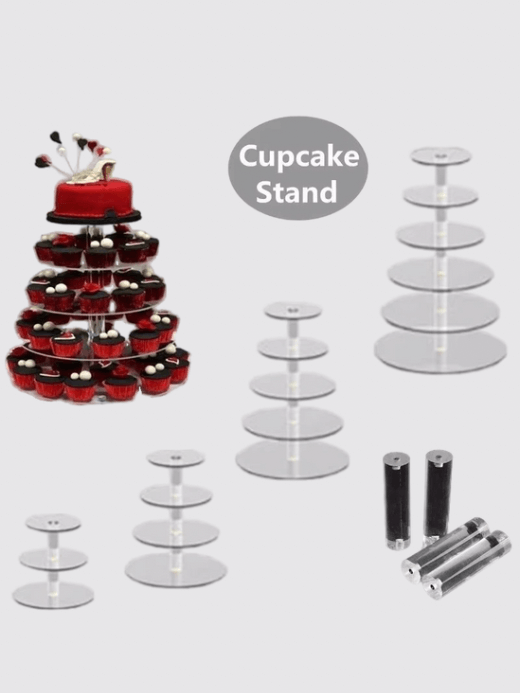 Acrylic Cake Rack    Detachable transparent clear cupcake display racks wedding birthday party event serving decoration kitchen tabletop serveware utensils 3/4/5/6 Tier