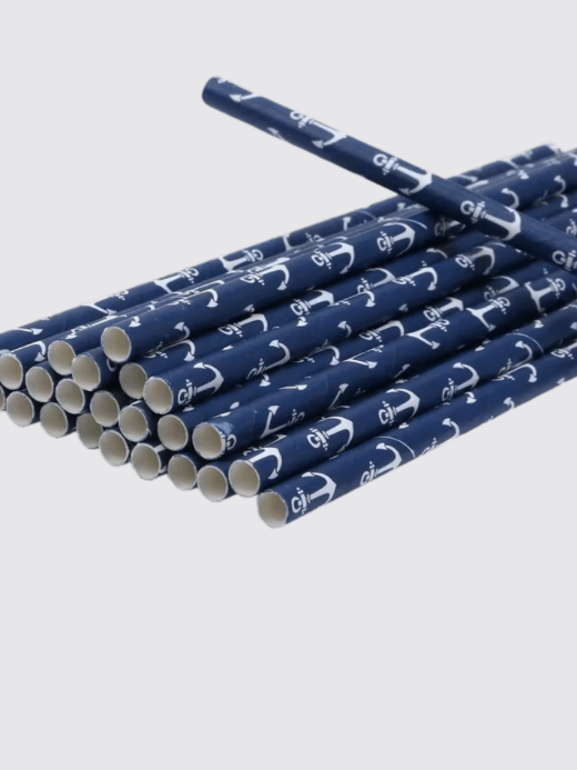 Nautical Paper Straws 25-Piece      25pcs Navy blue sea anchors sailing straws sailors accessory for Halloween Wedding Tropical Party events Anchor Decor 8D birthday accessories supplies in dark navy blue with white graphic
