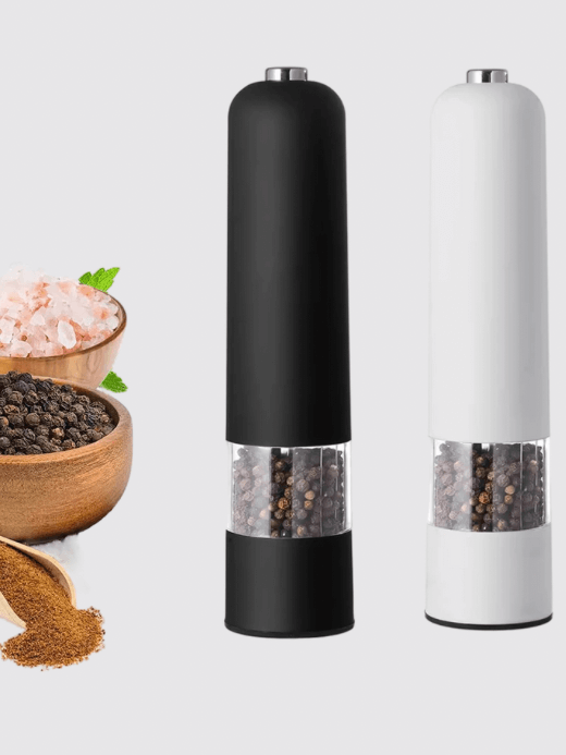 Electric Automatic Salt Pepper Mill with LED Light  Dining serveware accessory Adjustable coarseness pepper grinder spice grinders Salt Pigs, Cellars & Servers Kitchen seasoning utility tools accessories in black, white