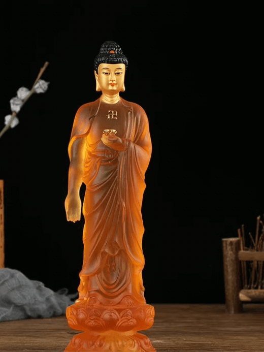 Amitabha Statue  Standing Buddha water glaze resin decorative ornaments Sakyamuni Home temple worship statue decoration Thai Japanese Asian prayer decor 26cm 28cm