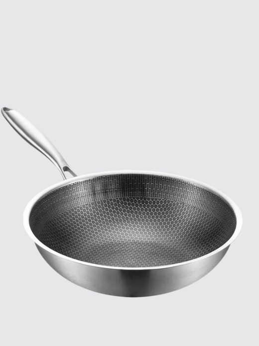 Stainless Steel Non Stick Wok Pan   Kitchen frying portable stir-fry cookware Woks for gas stove, electric ceramic furnace, electric furnace utility pans tools in silver ash Gray grey color