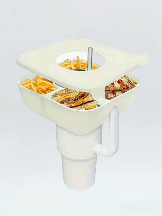 Snack Tray   1pc Cup platter snack bowl accessory with lid Reusable tailgate snacks trays Outdoor garden celebration birthday event party supplies appetizers accessories platters trays in cream-white, blue with lids covers 1-Piece tumblers mugs