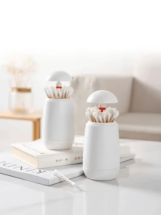 Japanese Swab Holder   Press type automatic lifting toothpick bud box containers Personality Creative Dust-proof cotton swabs buds holders dispensers organizers Storage Box in white The Snowman character Christmas home decoration