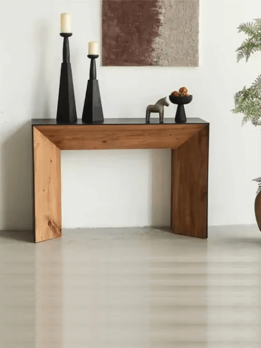 Backrest Console Table   Minimalist design luxury modern solid wood Hallway France French style wooden coffee living room sofa back accent tables in natural wood and stained black accent