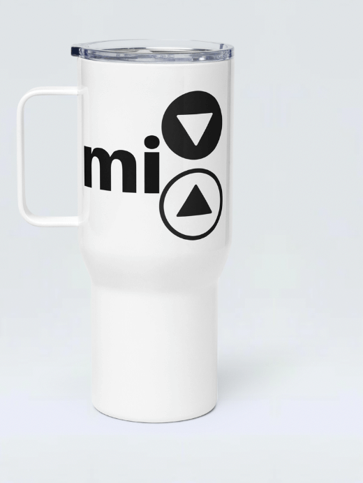 Festival Mug mi logo    mi logo branded with handle Fitness Sports Activewear by miteigi Brand product item Mugs Drinks flask drinkware containers in white with black accent