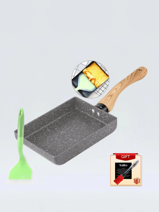 Tamagoyaki Frying Pan  Japanese Omelette non-stick fry egg pans Pancake Kitchen pot use for gas cooker. In gray grey