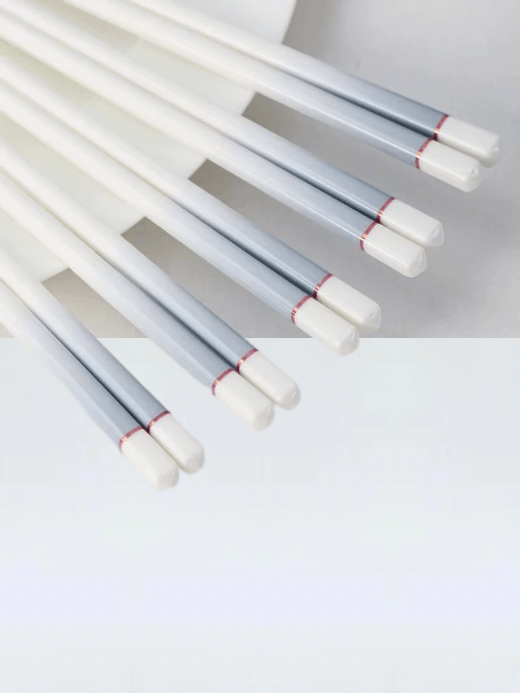 Ceramic Chopsticks 5-Pair set Household mildew resistant high temperature, easy to clean, elegant, high-end Hotel tableware pack of 5 in with with Gray grey burgundy wine-red accent serveware
