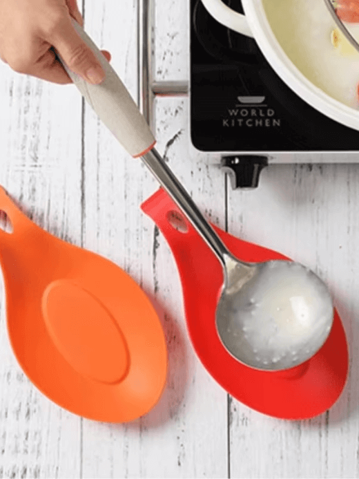 Silicone Spoon Mat   1-Piece 1pcs Food Grade Heat-resistant Placemat Trays Spoons Beverage Glass Coasters Easy To Clean Kitchen Tools mats utensils aids in Orange, Red