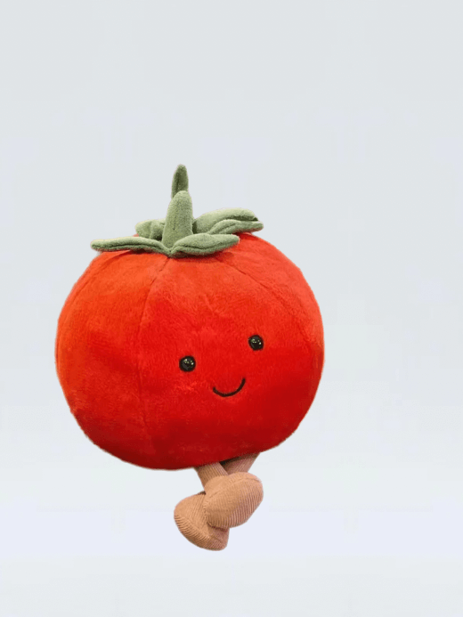 Tomato Plush Doll   Cute Creative Cartoon Characters tomatoes Fruit And Vegetable Food plush stuffed dolls Toys gifts Home Bedroom Decorations Girl Jelly Cat gifting in red with green multi color accents