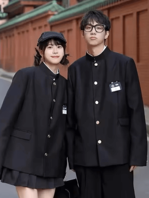 Japanese Style School Uniform Blazer Genflex Men's Women’s Western-style mandarin collar single-breasted button-up flap pockets suit Jacket Outwear streetwear High coolness fashion matching explosion streetsuit Mens womens Gender fluid unisex Dk blazers small-, tall-, plus-, size Outerwear in black