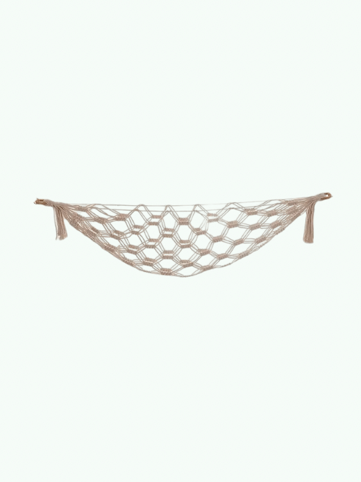 Boho Bohemia Net Organizer With Hooks Bohemian Stuffed Animal Nursery Kids Bedroom Large Capacity Mesh Space Saving Playroom Triangle Toy Hammock Natural beige wall hanging hammocks