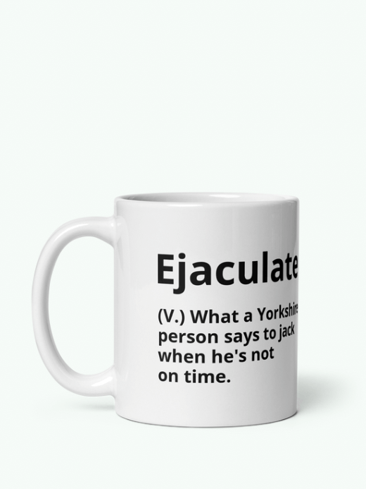 British Humor Mug      miteigi white ceramic Adult Yorkshire, England  Letter print ceramic UK, U.K. United Kingdom, Great Britain humour mugs with black logo design and handle 11 oz