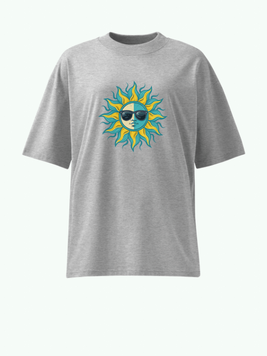 Bohemia Genflex Gender neutral Women’s Men’s Genderfluid Boho bohemian High Neck Boho Soleil T-Shirt anywear petite-, tall-, plus-, size crew neck athletic round o-neck short sleeves sundial face character logo raglan T-shirt Top for woman man in Heather Gray grey, Womens mens crewneck tees Genderful tops T-shirts