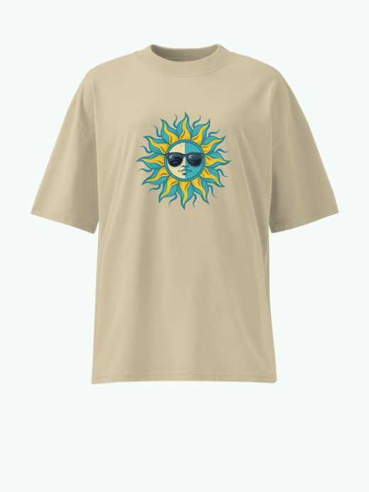 Bohemia Genflex Gender neutral Women’s Men’s Genderfluid Boho bohemian High Neck Boho Soleil T-Shirt anywear petite-, tall-, plus-, size crew neck athletic round o-neck short sleeves sundial face character logo raglan T-shirt Top for woman man in stone beige, Womens mens crewneck tees Genderful tops T-shirts