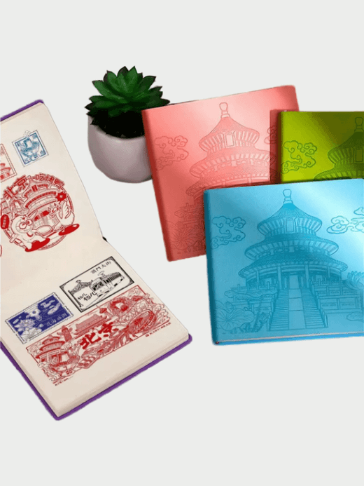 High Aesthetic Square Travel Stamp Album Blank Page Museum Scene Card Book Travel Stamp A7 mini stamp blank Notebook Vacation holiday getaway Scenic Spot Collecting Books in blue, green, pink, purple