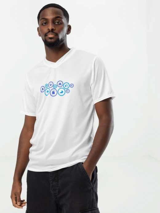 Men’s man mens Crewneck short-sleeves relaxed fit Body Graphic Recycled Oversized T-Shirt  crew neck top Petite-, tall-, plus-, size round O-neck tops tees in white with the body’s internal organs diagram graphic blue accent print T-shirts