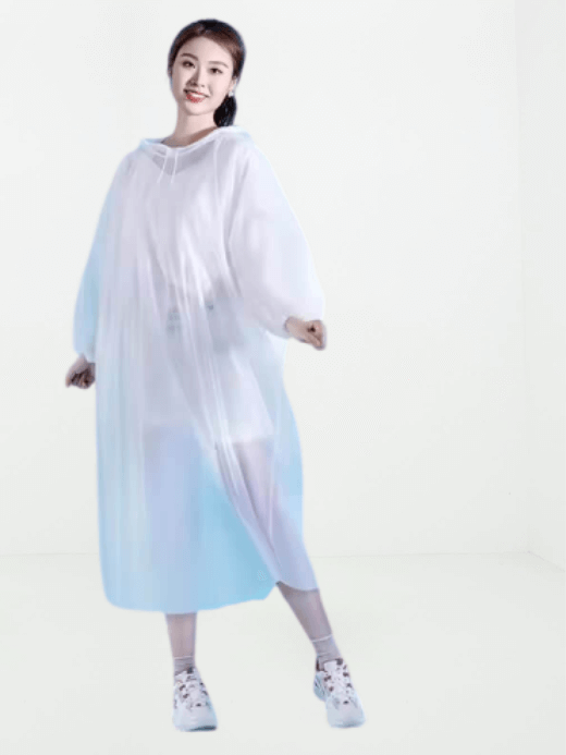 Portable Genderful genflex unisex gender fluid Compact Pocket Thickened Raincoat Travel Outdoor Rainwear Waterproof Women And Men Disposable Camping Rain Cover Travel Supplies in white