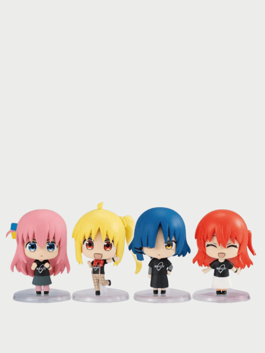 Japanese Original kawaii Bocchi the Rock! BANDAI Capsule Figure Collection big-eyes girl wearing T-shirt Goto Hitori, Ijichi Nika, Yamada Ryo, Kita Ikuyo standing models gashapon capsule toys with stand
