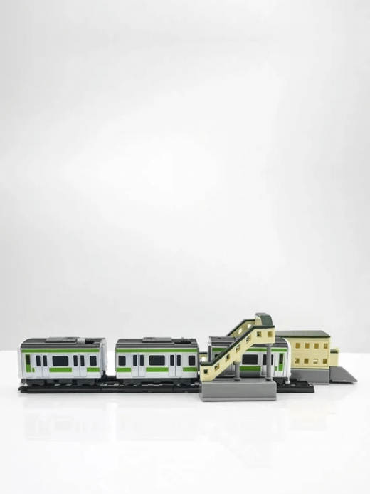 Japanese tokyo Tarlin JR cool Mini Motor Train carriage track bridge overhead electrical cables Part.4 New and E235 Old Yamanote Line rails station platform Kosen bridge, E235 Leading car, E235 Car A, E235 Car B, 4 E235 Rear car, E231 Leading car, E231 Car A, E231 Rear car, Straight rails set, E231 Car B, Curved rails set, Slope rail set, Viaduct pillar, Station building, 3D platform assembly figures Gachapon capsule toys