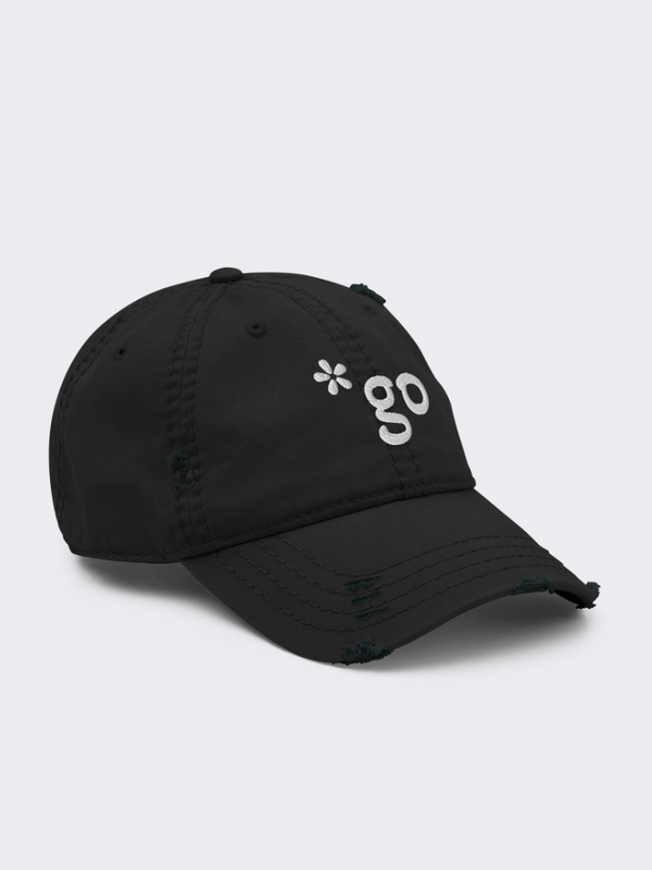 Genflex Genderful *go Distressed Dad Baseball Hat Logo Fitness Sports Activewear by miteigi  logo branded women’s men’s unisex anywear gym yoga item baseball caps for man woman in black Womens Mens genderfluid headwear