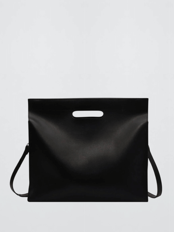 Elegant Simple PU Leather Office Document Tote Bag Solid Color Shoulder Bag Laptop iPad Tablet PC Computer Handbag Large Capacity Worker file bags in black