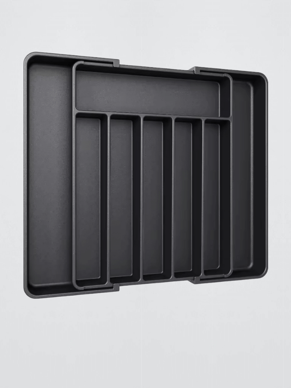 Adjustable Flatware Drawer Organizer Pantry Utensil Cutlery Drawer for Forks Knives Silverware Expandable Kitchen Drawer Kitchen Organizers Tray in Black