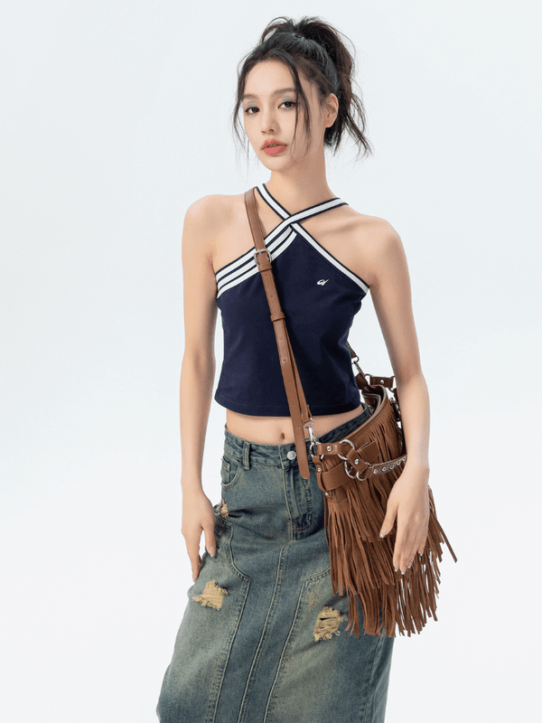 Boho bohemia bomenian women’s woman womens European / American Fashion Retro Original Design Frosted Suede Tassel Decoration mi miteigi festival gig gear Single Shoulder Crossbody Bags in chocolate brown