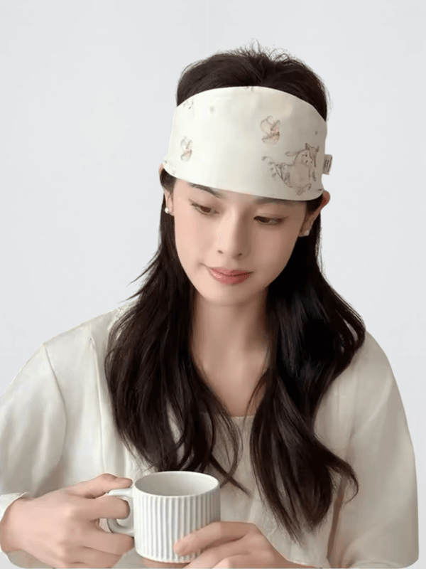 Maternity pure cotton romantic cute postpartum breathable sweat absorbent illustration headscarf, headband cap in Drooping rabbit Lebao-, Polite duck Baby-, Birthday cute baby elephant-, confinement hair band, confinement cap illustrated animal print styles