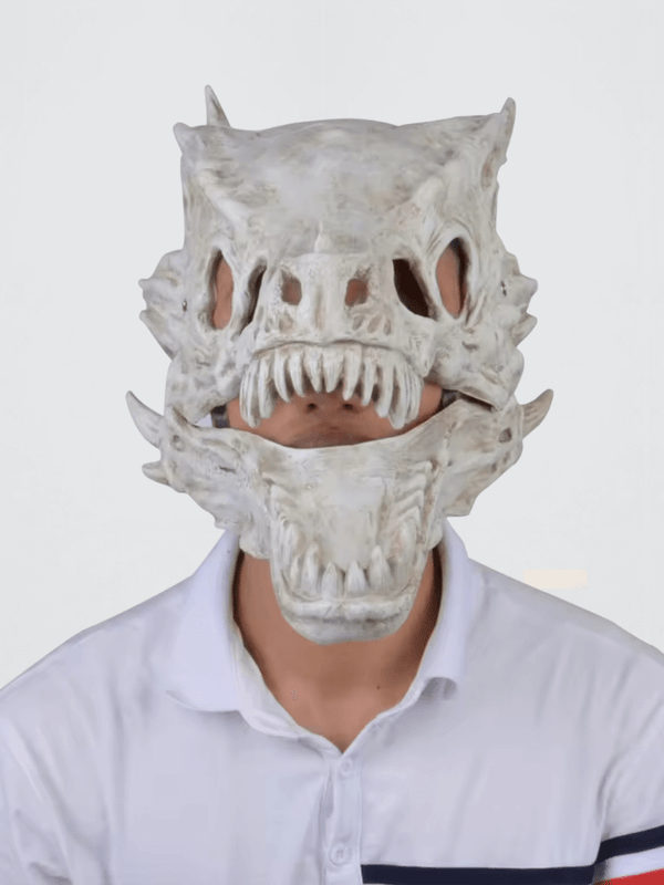 Dragon Bone with a Moving Mouth Simulation Modeling Party Decoration Cosplay skull Costume Prop Halloween Mask in off-white color