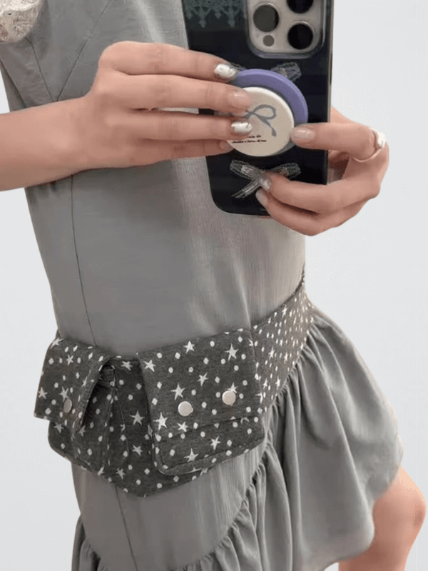Women’s woman womens Korean Trend Polka Dot Element Fashion Design Pocket Spring summer Versatile Fresh Waist Packs Bags for Women Bags in Gray grey