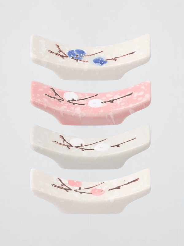Japanese Plum Blossom Ceramic Chopstick Holder Creative Kitchen Supplies Household tabletop Chopsticks Holders Care Gadget rests serveware in White, with pink, Pink with white, White, speckled, White, with blue