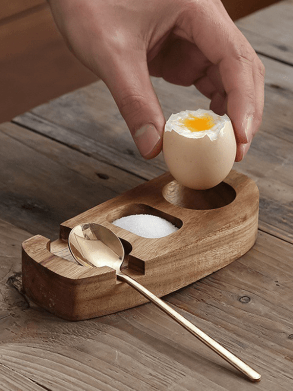 Acacia Wood Egg Tray Cup Holder Eggshell Punch Cup Eggs Holders wooden Kitchen breakfast serveware Accessories