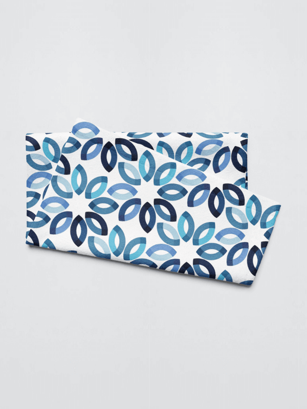 Traditional Japanese design pattern Hand Towel Bathroom beach holiday getaway vacation outdoors towels in geometric blue with white