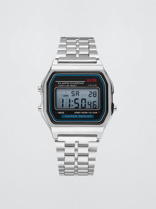 Genflex gender neutral unisex Women’s woman womens Men’s man mens Retro Square Digital Display Electronic Watches Luxury Ladies Wristwatches in silver