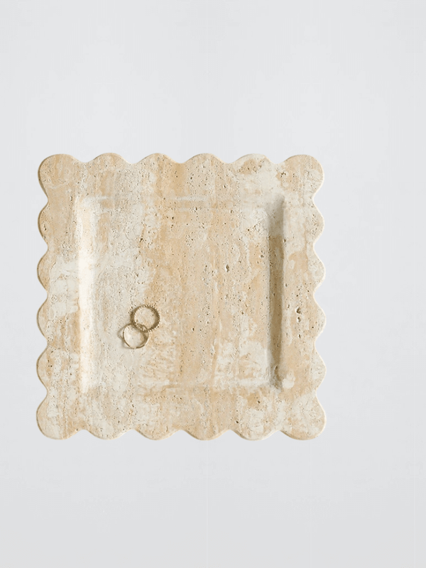Natural Marble Jewelry Necklace rings Display Square Vintage Yellow Travertine Fruit Home Living Room Desktop Storage Trays in Khaki