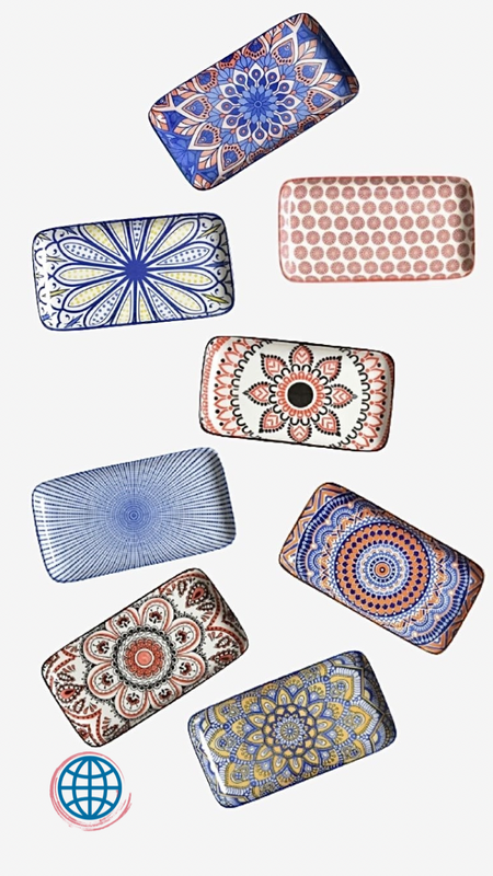 Bohemian Ceramic Plate Jewelry Storage Tray Fruit Candy Sushi Snack Tray Boho Makeup Storage Home Desktop Decoration Accessories Bohemia Serveware Serving Trays Plates Trending
