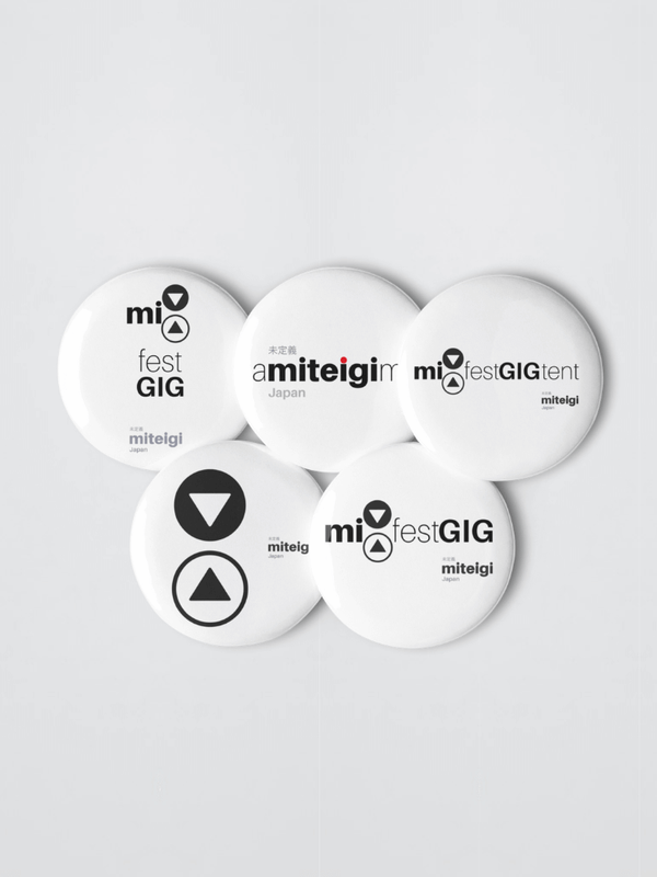 mi GIG Lapel Pin 5-Piece Set mix   festival gig tent mix gear Hat Bag accessory Badge Metal Lapel Pins miteigi logo branded in white