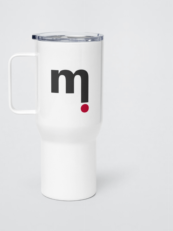 mi Spotify Playlist Travel Mug with Handle miteigi logo branded with handle Fitness Sports Activewear Mugs Drinks flask drinkware containers in white