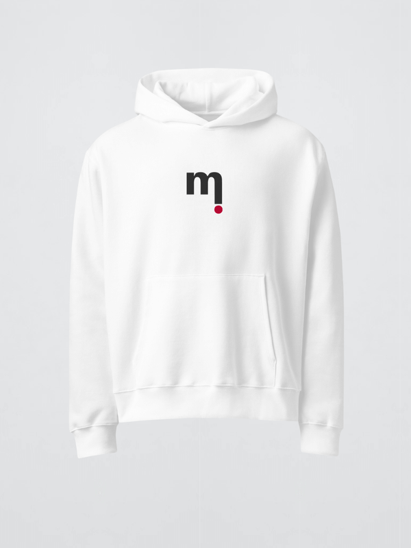Genflex genderful gender neutral unisex Men’s man mens Women’s woman womens Petite-, tall-, plus-, size mi Playlist Oversized Heavyweight Hoodie long sleeves drawcord drawstring hooded kanga pounch sweatshirts in white