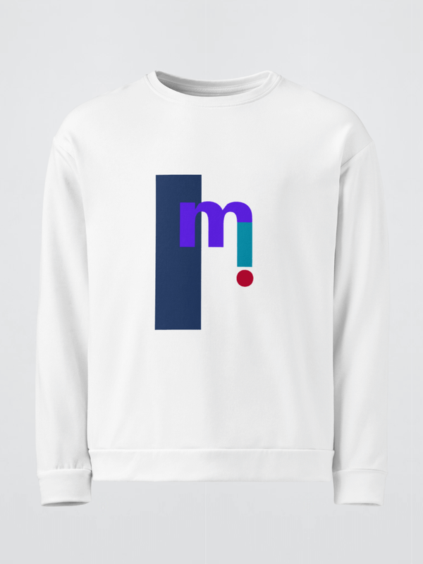 Genflex Genderful gender neutral Women’s woman womens Men's man Mens unisex anywear petite-, tall-, plus-, size mi Playlist cotton-blend Long Sleeves round o-neck casual solid blue with multi banded trim color crew neck Tops Activewear Fitness sports eco-friendly sportswear Sweatshirts in white
