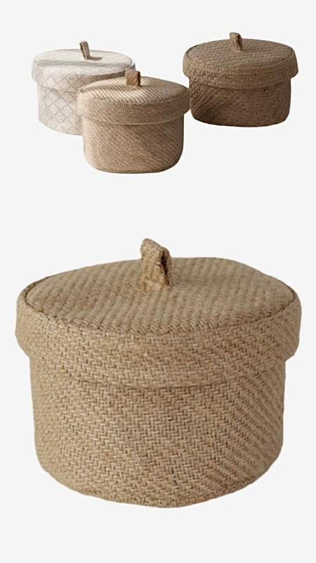 Jute Storage Basket Desktop Keys Miscellaneous Needle And Thread Bag Snacks Cosmetics Organization With Cover Store Case Makeup Organizers -Trending
