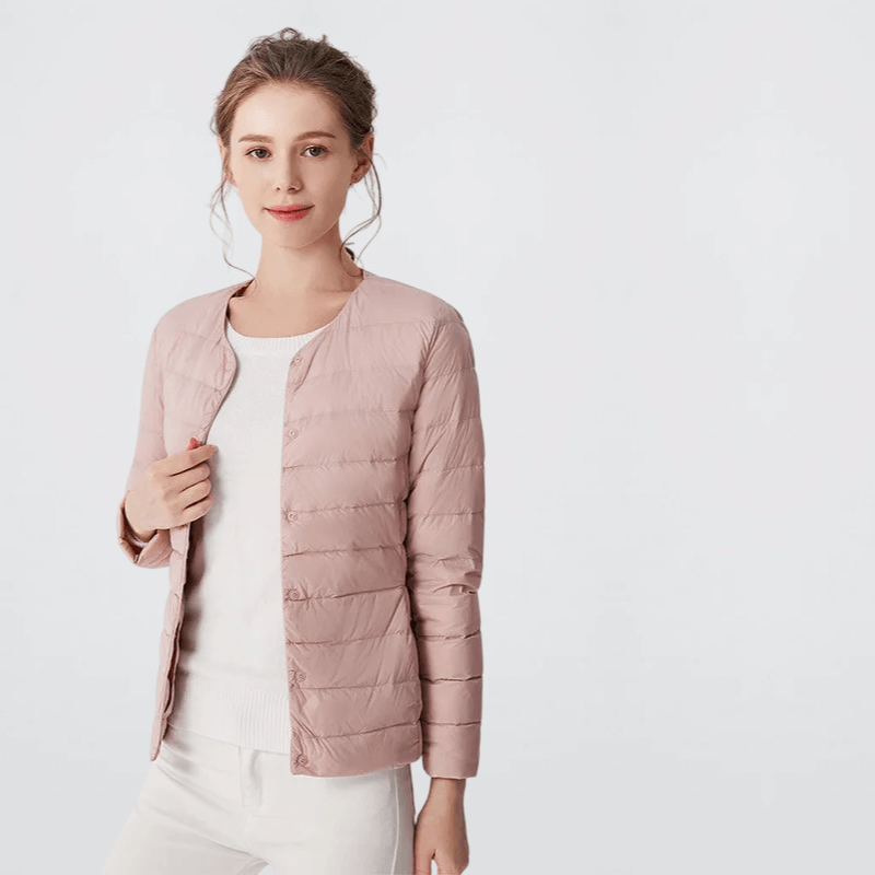 Women's woman womens tall-, plus-, size  Autumn Fall and Winter Collarless sleeveless Light and Thin Round Neck V Slim Fit Short slit side pockets covered button-up close ribbed Duck Down puffer vest waistcoats Jackets outwear Fashion outerwear in Dusk pink