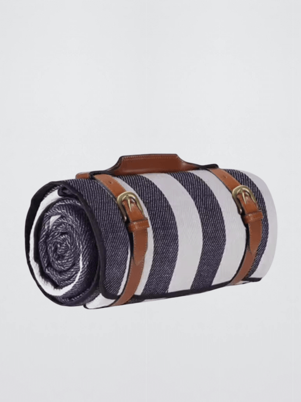 Extra Large Portable and waterproof Sand-proof Foldable Outdoor park, beach, Fashion Handy Mat Tote Picnic Blankets in blue, with white stripe