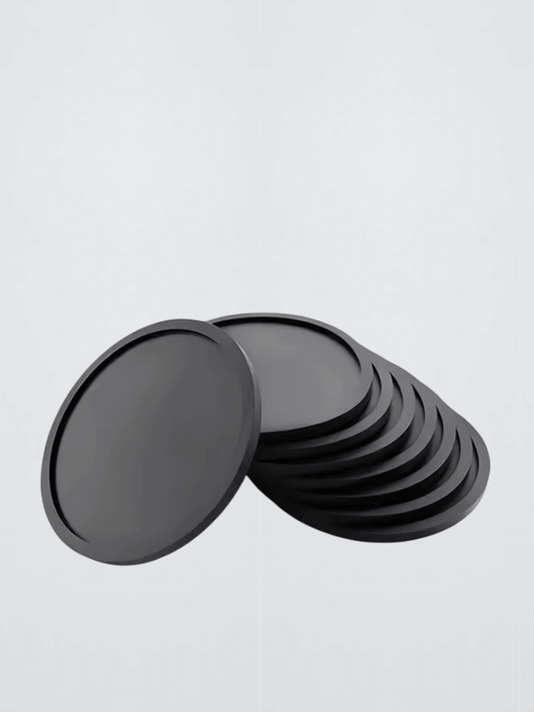 8Pcs Silicone Coaster Set 8-Piece 10cm Round Heat Resistant Tea Cup Mat Nonslip Drink Coffee Mug Glass Beverage Holder Pad coasters in charcoal black