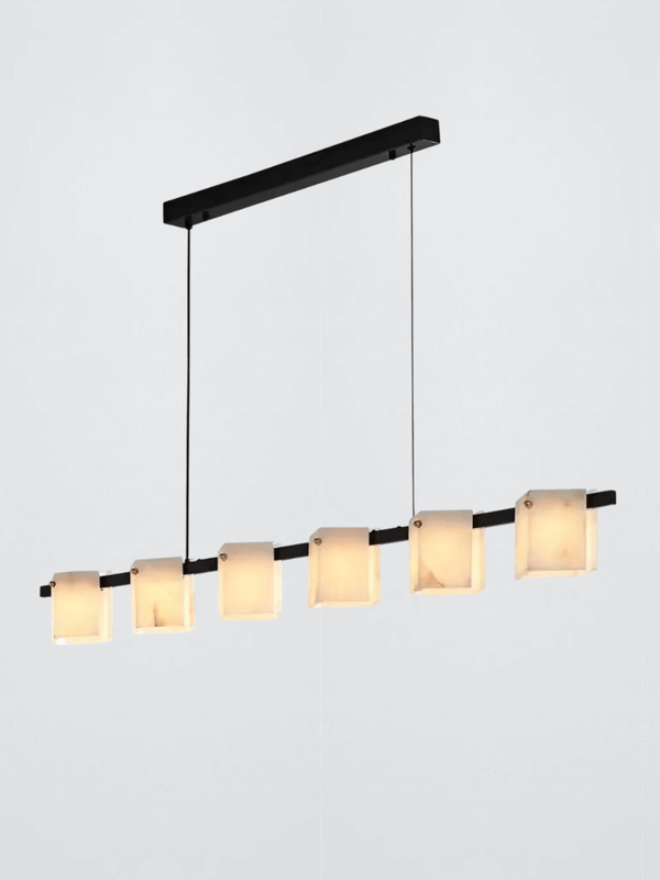 Modern Natural Marble Long Pendant Lamp Office Living Room Dining Room Table Island Designer All Copper Chandelier Lamp Room Decor Furniture in Warm light, 3 Color light lighting
