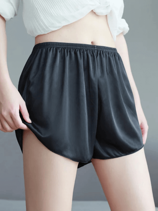Women’s woman womens Summer Slimming Seamless pleats High rise elasticated Waist above-knee Panties Underwear Safety Short Pants Ice Silk pleated Protective Underwear shorts in black